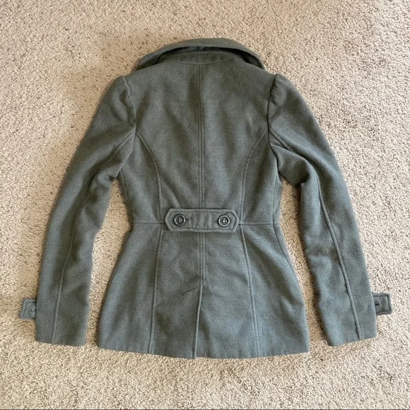 Black Poppy: Women’s Grey Double-Breasted Peacoat (X-Small) - Picture 3 of 7